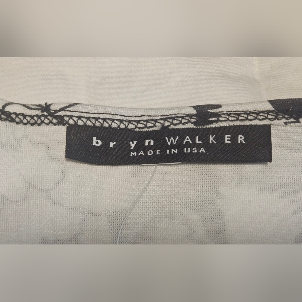 NWT Bryn Walker Floral Print Round Neck Long Sleeve Lantern Dress:Black/White:XL - Picture 10 of 16